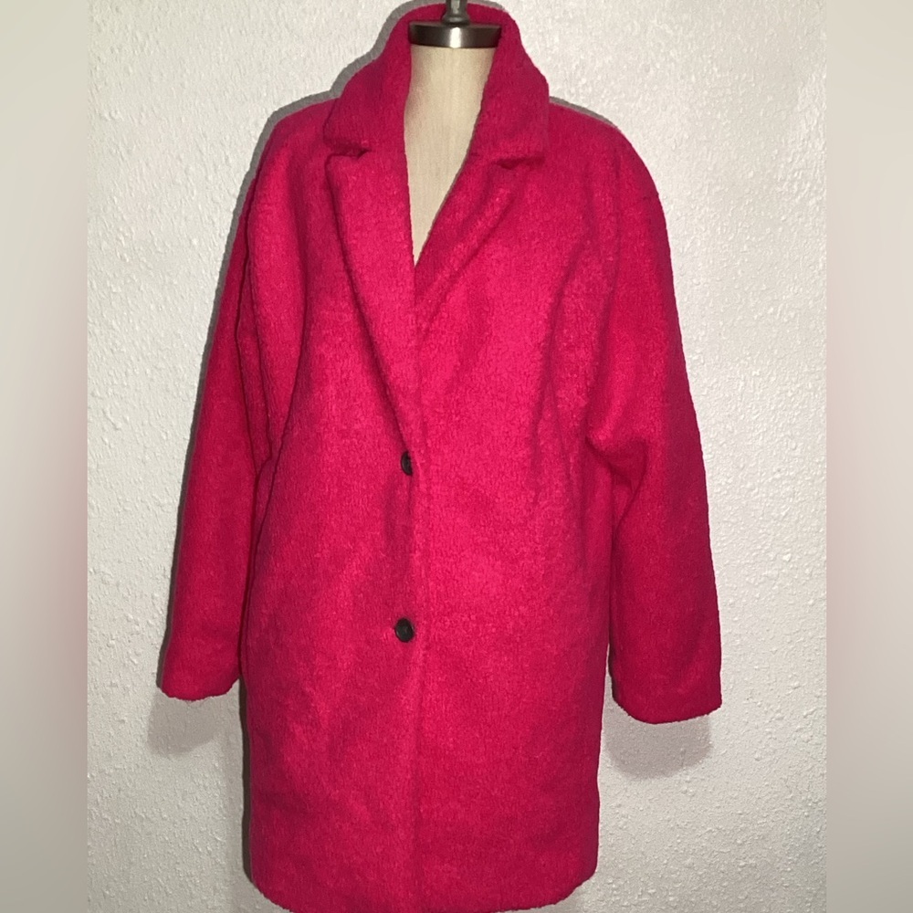 Daily Ritual Teddy Bear Fleece Oversized-Fit Lapel Jacket Size Small